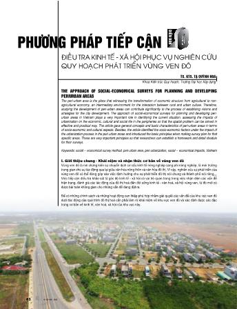 Điều tra kinh tế - xã hội phục vụ nghiên cứu quy hoạch phát triển vùng ven đô