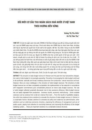 Đổi mới cơ cấu thu ngân sách nhà nước ở Việt Nam theo hướng bền vững