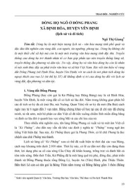 Dòng họ Ngô ở Đồng Phang xã Định Hòa, huyện Yên Định (Lịch sử và di tích)