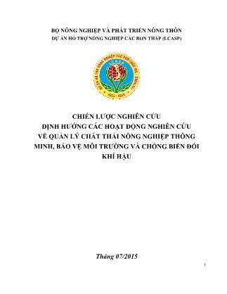 Dự án Chiến lược nghiên cứu định hướng các hoạt động nghiên cứu về quản lý chất thải nông nghiệp thông minh, bảo vệ môi trường và chống biến đổi khí hậu