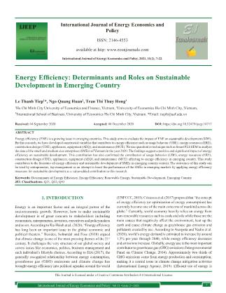 Energy efficiency: Determinants and roles on sustainable development in emerging country