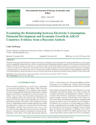 Examining the relationship between electricity consumption, financial development and economic growth in Asean countries: Evidence from a Bayesian analysis