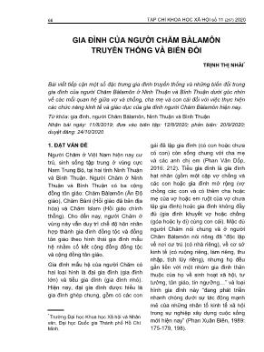 Gia đình của người Chăm Bàlamôn truyền thống và biến đổi