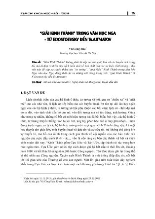 Giải kinh thánh trong văn học Nga - Từ F.Dostoevsky và Ts.Aitmatov