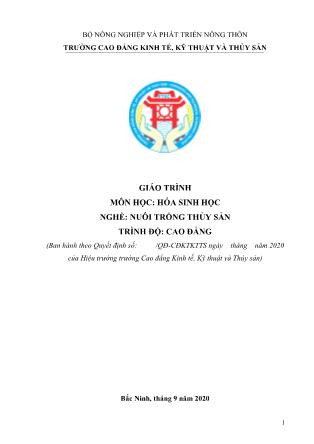 Giáo trình Hóa sinh học - Nghề: Nuôi trồng thủy sản