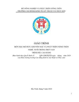 Giáo trình Khuyến ngư và phát triển nông thôn - Nghề: Nuôi trồng thủy sản