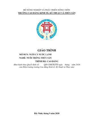 Giáo trình mô đun Nuôi cá nước lạnh - Nghề: Nuôi trồng thủy sản