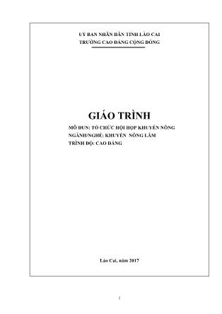 Giáo trình mô đun Tổ chức hội họp khuyến nông - Ngành/nghề: Khuyến nông lâm