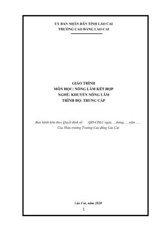 Giáo trình Nông lâm kết hợp - Nghề: Khuyến nông lâm