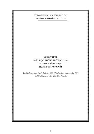 Giáo trình Phòng trừ dịch hại - Ngành: Trồng trọt