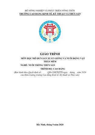 Giáo trình Sản xuất giống và nuôi động vật thân mềm - Nghề: Nuôi trồng thủy sản