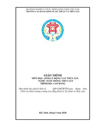 Giáo trình Sinh lý động vật thủy sản - Nghề: Nuôi trồng thủy sản