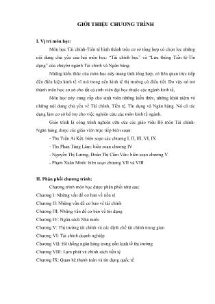 Giáo trình Tài chính - Tiền tệ (Phần 1)