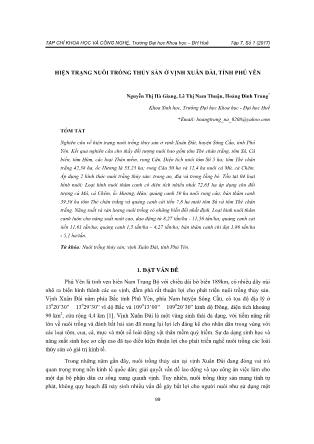 Hiện trạng nuôi trồng thủy sản ở vịnh Xuân Đài, tỉnh Phú Yên