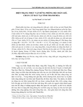 Hiện trạng thực vật rừng phòng hộ chắn gió, chắn cát bay tại tỉnh Thanh Hóa
