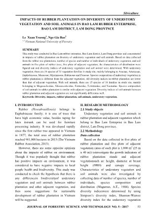 Impacts of rubber plantation on diversity of understory vegetation and soil animals in Bao Lam rubber enterprise, Bao Lam district, Lam Dong province