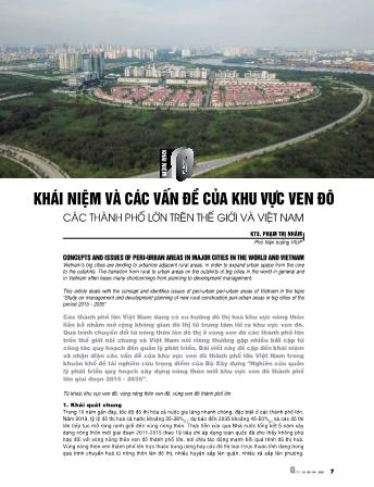 Khái niệm và các vấn đề của khu vực ven đô các thành phố lớn trên thế giới và Việt Nam
