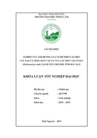 Khóa luận Nghiên cứu ảnh hưởng của vị trí trên cây đến cấu tạo và tính chất vật lí của Trúc sào tuổi 5