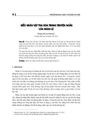 Kiểu nhân vật tha hóa trong truyện ngắn của Đoàn Lê