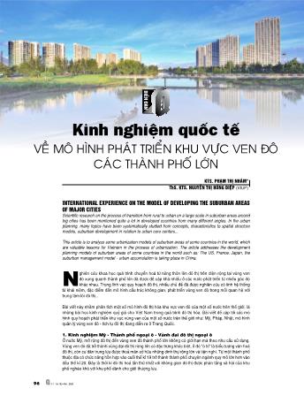 Kinh nghiệm quốc tế về mô hình phát triển khu vực ven đô các thành phố lớn