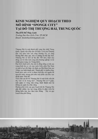 Kinh nghiệm quy hoạch theo mô hình “Sponge city” tại đô thị Thượng Hải, Trung Quốc