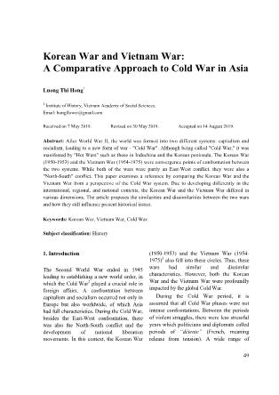 Korean war and Vietnam war: A comparative approach to cold war in Asia