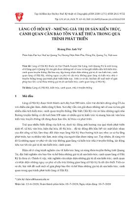 Làng cổ Hội Kỳ - Những giá trị di sản kiến trúc, cảnh quan cần bảo tồn và kế thừa trong quá trình phát triển