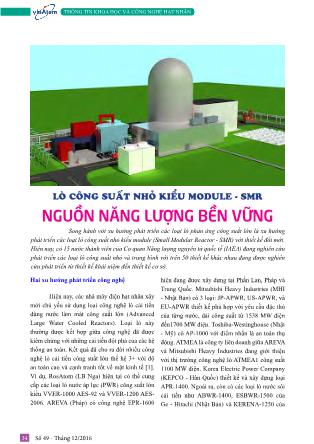 Lò công suất nhỏ kiểu Module - SMR nguồn năng lượng bền vững