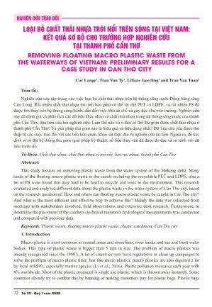 Loại bỏ chất thải nhựa trôi nổi trên sông tại Việt Nam: Kết quả sơ bộ cho trường hợp nghiên cứu tại thành phố Cần Thơ
