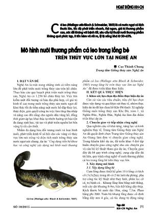 Mô hình nuôi thương phẩm cá leo trong lồng bè trên thủy vực lớn tại nghệ An