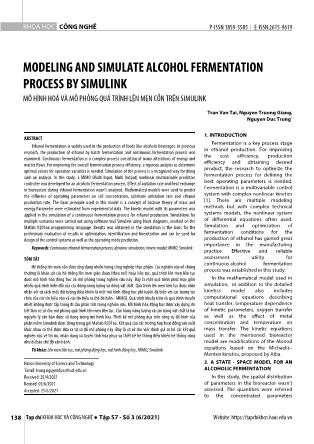 Modeling and simulate alcohol fermentation process by Simulink