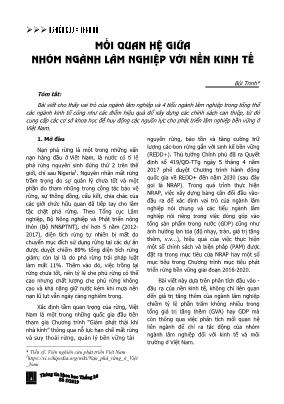 Mối quan hệ giữa nhóm ngành lâm nghiệp với nền kinh tế