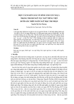 Một cách kiến giải về hình ảnh con ngựa trong thành ngữ - tục ngữ tiếng Việt dưới góc nhìn ngôn ngữ học tri nhận