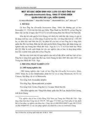 Một số đặc điểm sinh học loài cá heo Ông Sư (Orcaella brevirostris Gray, 1866) ở vùng biển quần đảo Bà Lụa, Kiên Giang