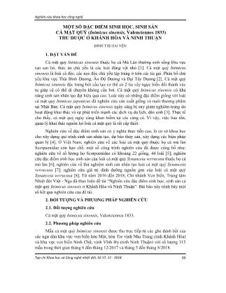 Một số đặc điểm sinh học, sinh sản cá mặt quỷ (Inimicus sinensis, Valenciennes 1833) thu được ở Khánh Hòa và Ninh Thuận