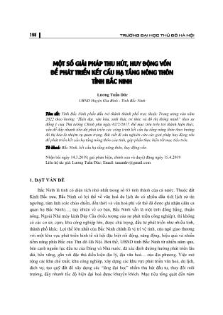Một số giải pháp thu hút, huy động vốn để phát triển kết cấu hạ tầng nông thôn tỉnh Bắc Ninh