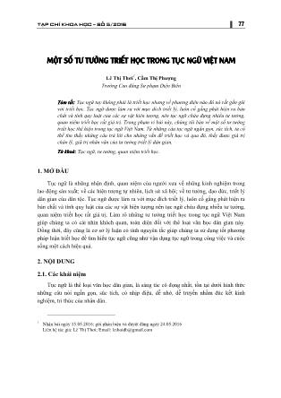Một số tư tưởng Triết học trong tục ngữ Việt Nam