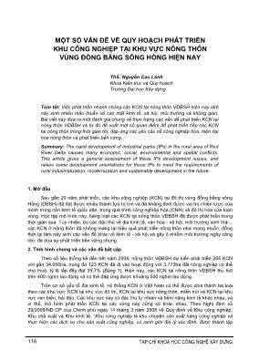 Một số vấn đề về quy hoạch phát triển khu công nghiệp tại khu vực nông thôn vùng đồng bằng sông Hồng hiện nay
