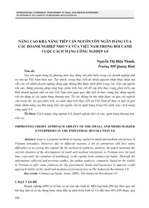 Nâng cao khả năng tiếp cận nguồn vốn ngân hàng của các doanh nghiệp nhỏ và vừa Việt Nam trong bối cảnh cuộc cách mạng công nghiệp 4.0