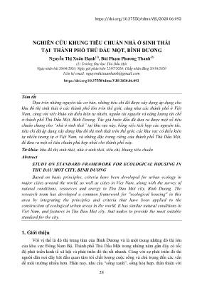 Nghiên cứu khung tiêu chuẩn nhà ở sinh thái tại thành phố Thủ Dầu Một, Bình Dương
