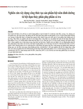 Nghiên cứu xây dựng công thức tạo sản phẩm bột nêm dinh dưỡng từ bột đạm thủy phân phụ phẩm cá tra