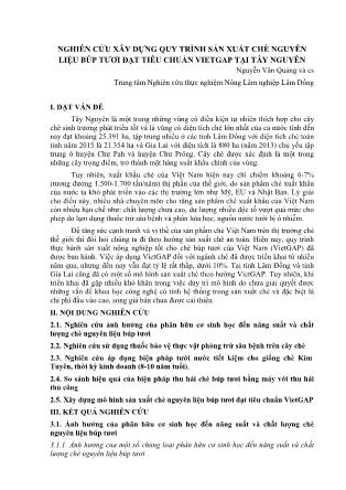 Nghiên cứu xây dựng quy trình sản xuất chè nguyên liệu búp tươi đạt tiêu chuẩn Vietgap tại Tây Nguyên