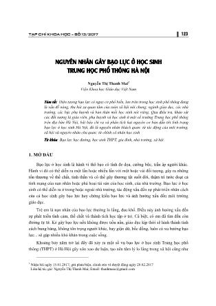 Nguyên nhân gây bạo lực ở học sinh Trung học Phổ thông Hà Nội
