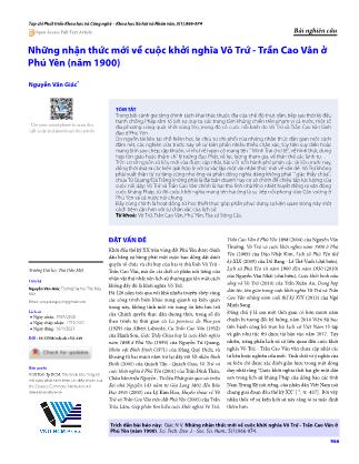 Những nhận thức mới về cuộc khởi nghĩa Võ Trứ - Trần Cao Vân ở Phú Yên (Năm 1900)