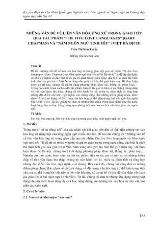 Những vấn đề về liên văn hóa ứng xử trong giao tiếp qua tác phẩm “The five love languages” (Gary Chapman) và “Năm ngôn ngữ tình yêu” (Việt Hà dịch)