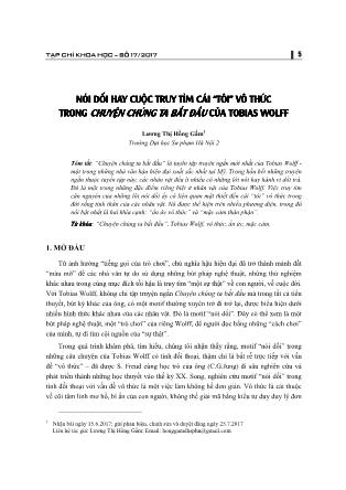 Nói dối hay cuộc truy tìm cái tôi vô thức trong Chuyện chúng ta bắt đầu của Tobias Wolff