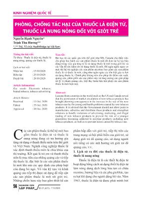 Phòng, chống tác hại của thuốc lá điện tử, thuốc lá nung nóng đối với giới trẻ