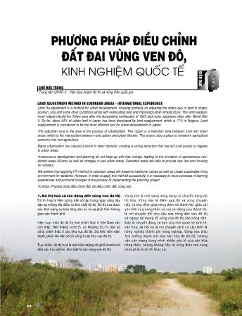 Phương pháp điều chỉnh đất đai vùng ven đô, kinh nghiệm quốc tế