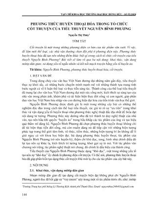 Phương thức huyền thoại hóa trong tổ chức cốt truyện của tiểu thuyết Nguyễn Bình Phương