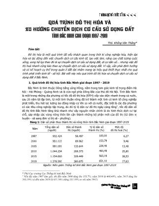 Quá trình đô thị hóa và xu hướng chuyển dịch cơ cấu sử dụng đất tỉnh Bắc Ninh giai đoạn 1997-2019